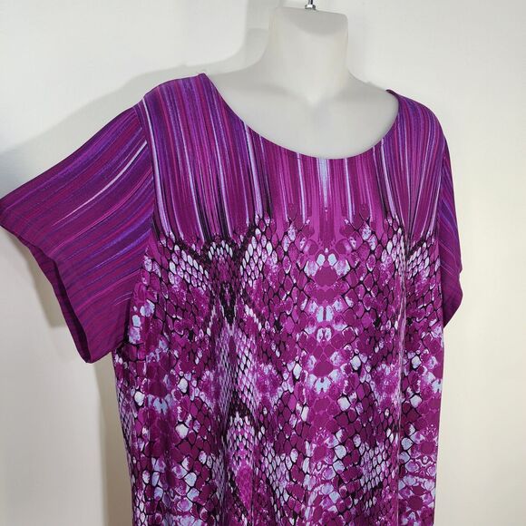 Bob Mackie Wearable Art Dress Size 2XP Petite Reptile Print Maxi Dress Purple - Picture 4 of 9